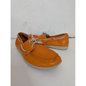 Born Size 9‎ Orange Leather Boat Shoes Loafers Casual Comfort Moccasins Lace Up
